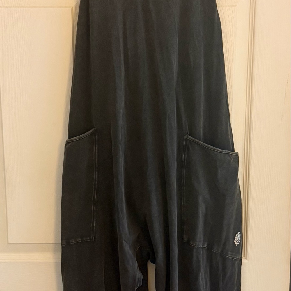 Free People Hot Shot Onesie Small in Black Acid wash. Runs Oversized NWOT